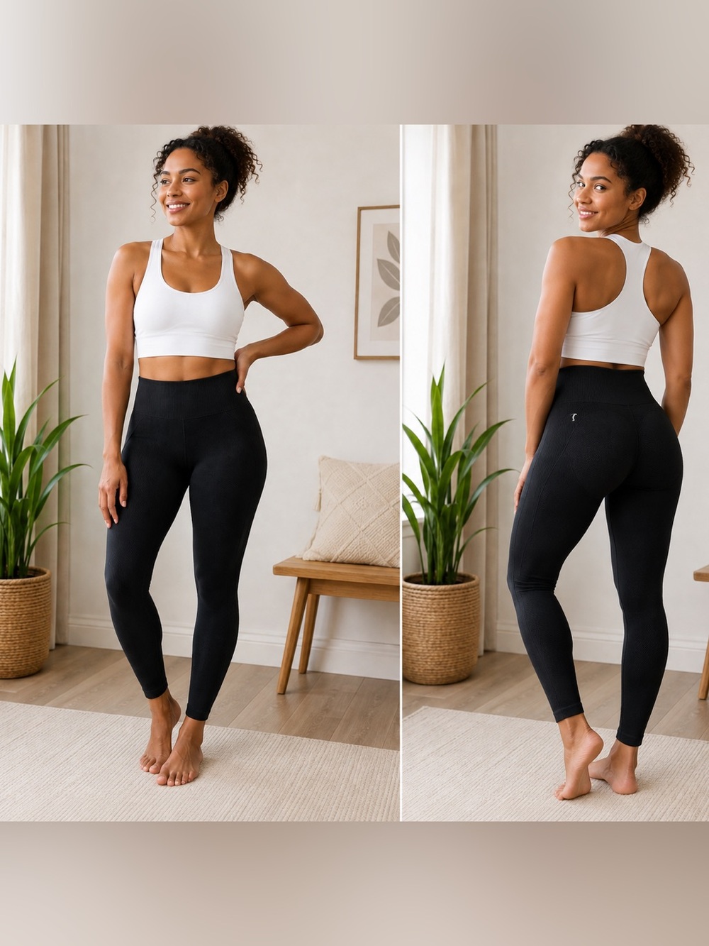 ZYIA Active XL Black Ribbed High Waist Sculpting Seamless Leggings
